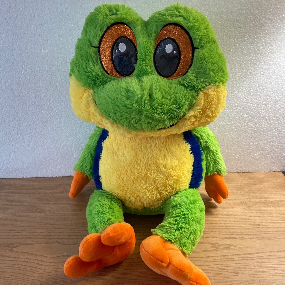 Fiesta Dart Frog Plush Colorful Stuffed Animal Big Glitter Eyes Large 21” Toy